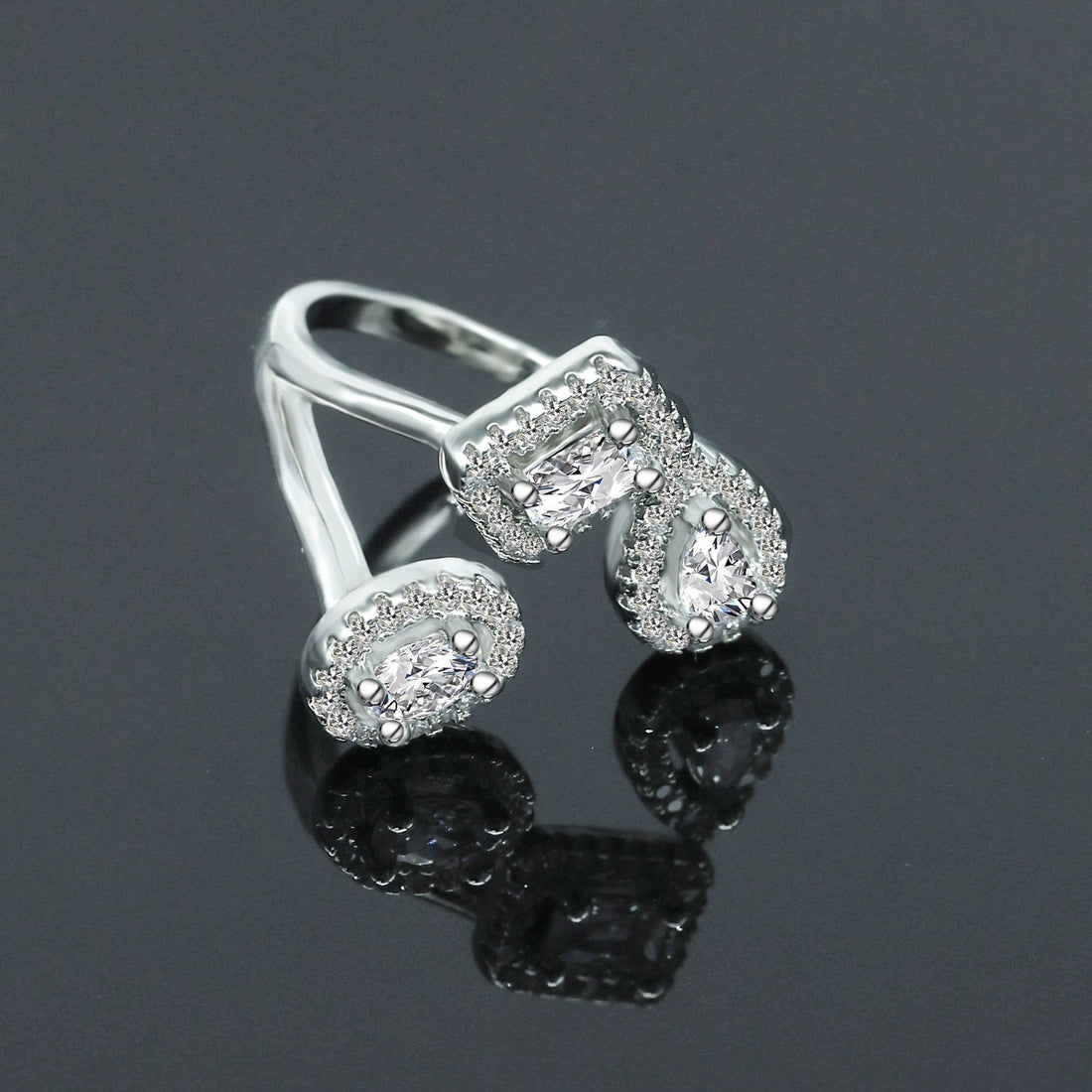 Fashionable New Ring Women's Light Luxury Niche Design Live Mouth Adjustable Inlaid Zircon Ring