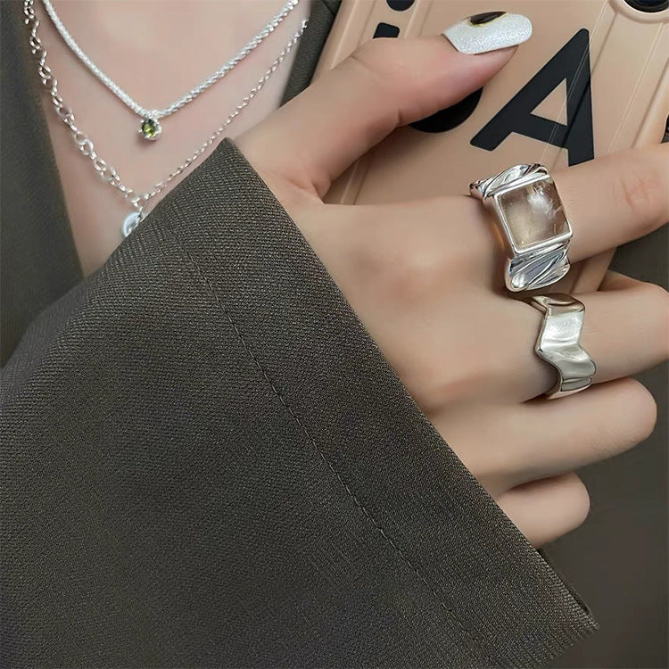 French Retro Irregular Metal Open Ring Female Korean Personality Simple And Versatile Temperament Fashion Ring