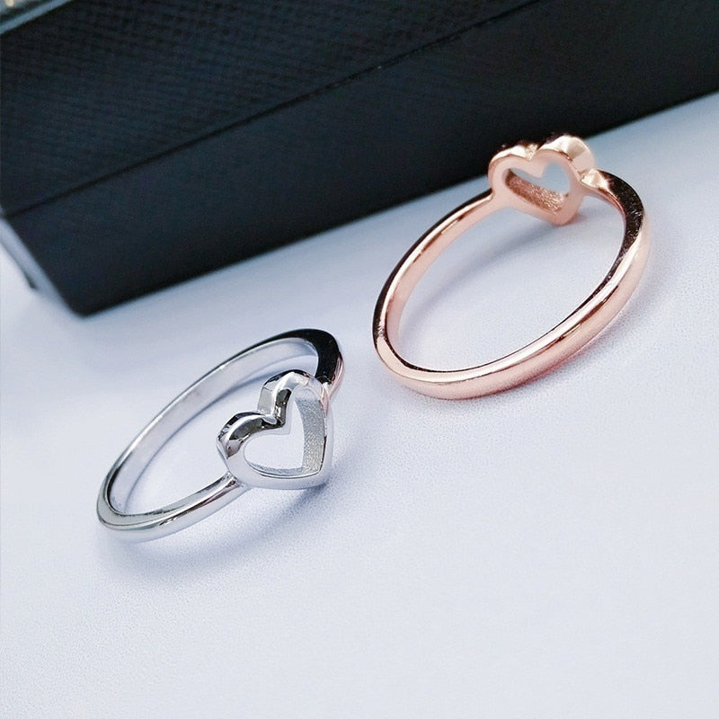 Rose Gold Color Heart Shaped Wedding Ring For Woman