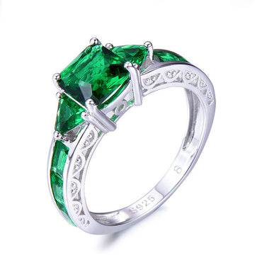 Square Green Stone May Birthstone Ring