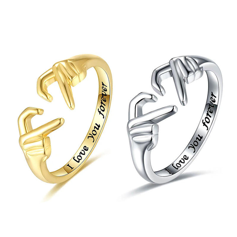 Creative Personality Love Ring Hands Than Heart Opening Simple Romantic Versatile Couple Ring