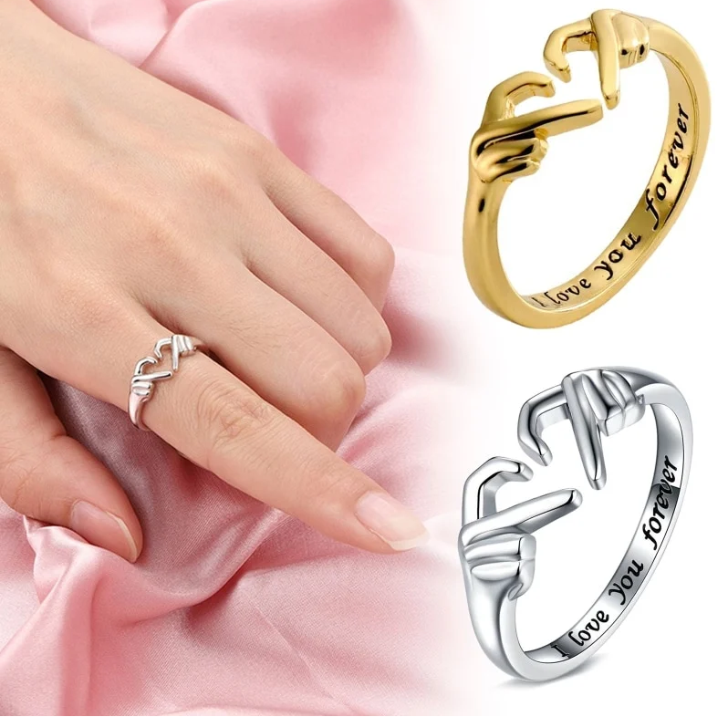 Creative Personality Love Ring Hands Than Heart Opening Simple Romantic Versatile Couple Ring