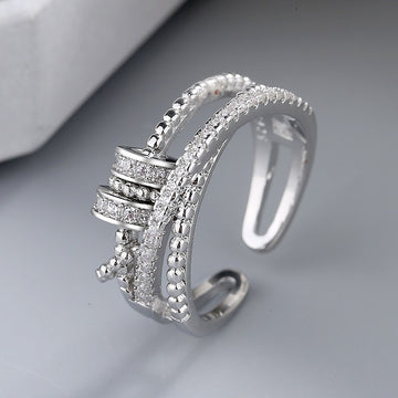 New Double-Layer Fashion Trend Micro Inlaid Flexible Multi Loop Anti Anxiety Decompression Ring Female Transfer Adjustable Ring