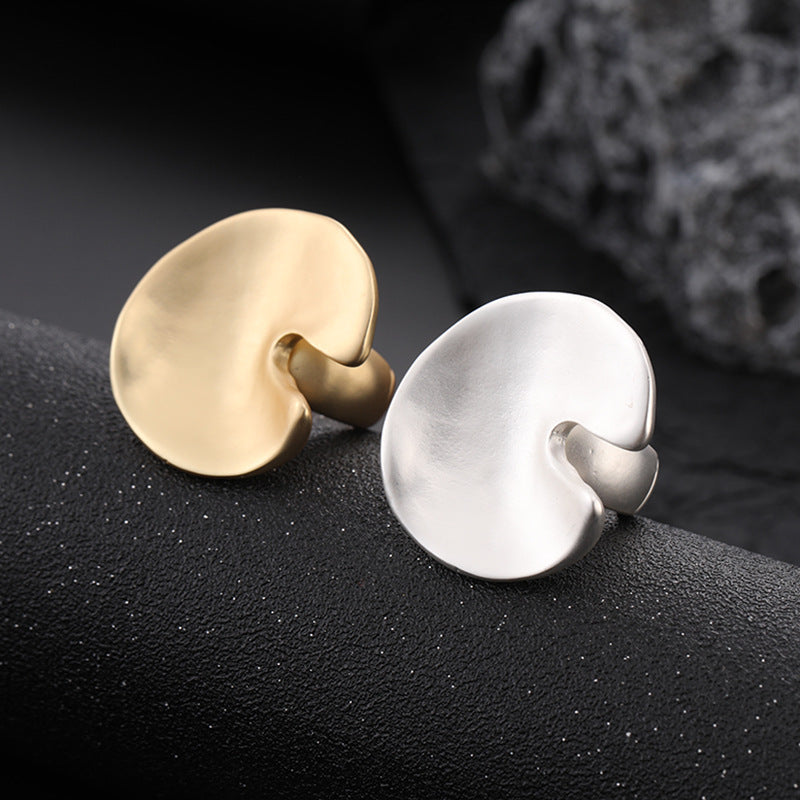 Chunky Gold Color Rings for Women Men Elastic Rope Connection Irregular Geometric Hollow Matte Fashion Trend New Jewelry