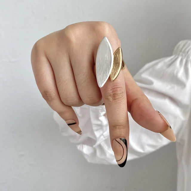 Fashion Elastic Rope Adjustable Rings for Women Men Irregular Geometric Matte Chunky Gold Color Finger Ring Charm Jewelry