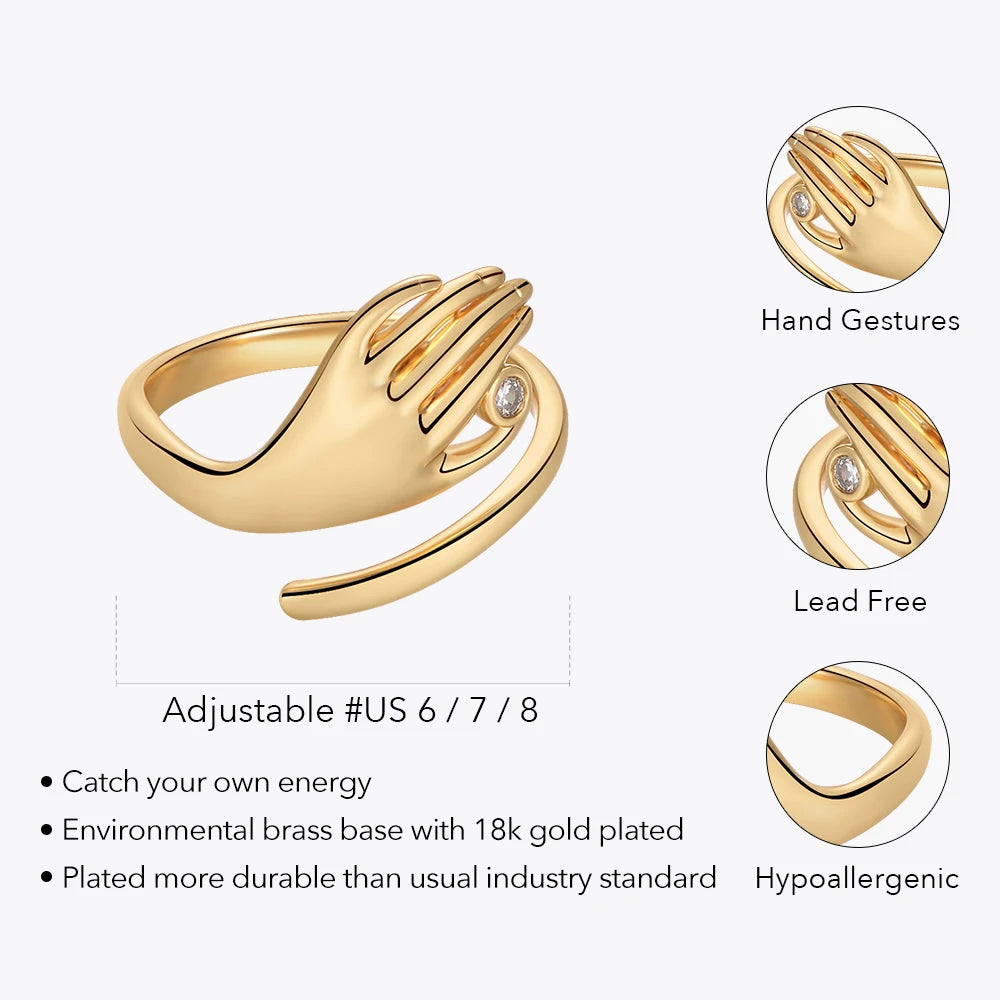 Adjustable Finger Rings For Women's Gold Color Ring Zircon Party Fashion Jewelry Wedding New Year