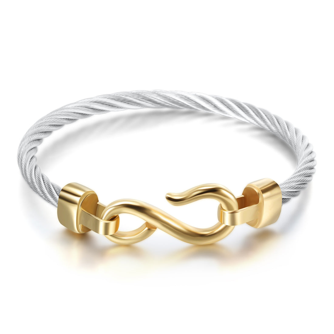 Titanium steel fishhook shaped 8-shaped titanium steel tricolor bracelet stainless steel bracelet