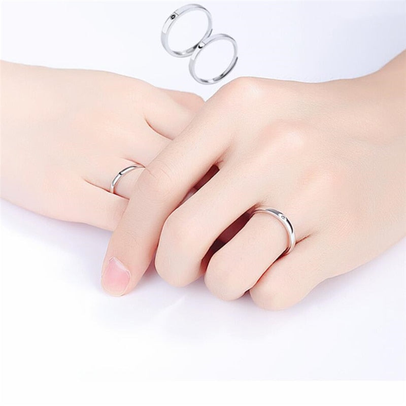 Sweet Romantic Valentine's Day Gift Sun Moon Love Vow 925 Sterling Silver Female Resizable Opening Rings SRI377