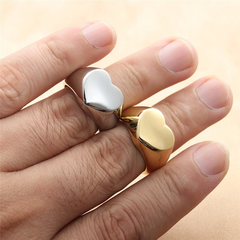 Cute Stainless Steel Heart Shaped Rings For Women Ladies Silver Gold Color Romantic Ring Fashion Jewelry Wedding Gift