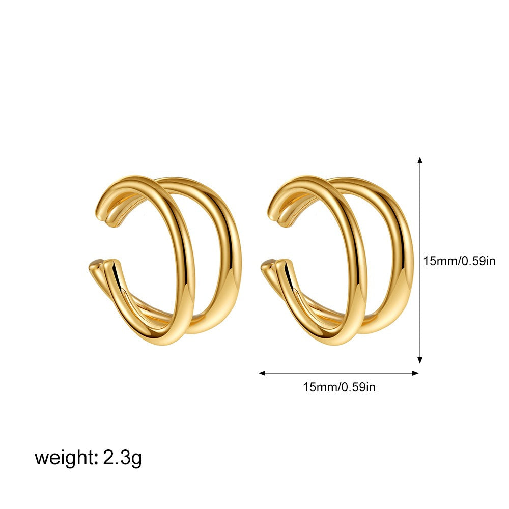 Geometric double-layer ear clip with line earrings, simple and relaxed without ear holes, earrings, and ear bone clips