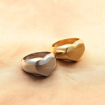 Cute Stainless Steel Heart Shaped Rings For Women Ladies Silver Gold Color Romantic Ring Fashion Jewelry Wedding Gift