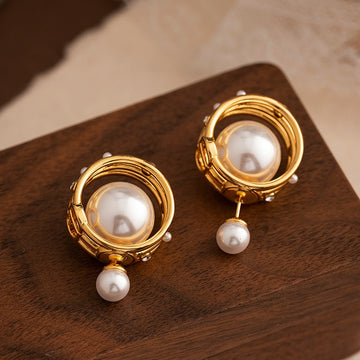 Retro small fragrant style circular temperament earrings, niche high-end ear accessories