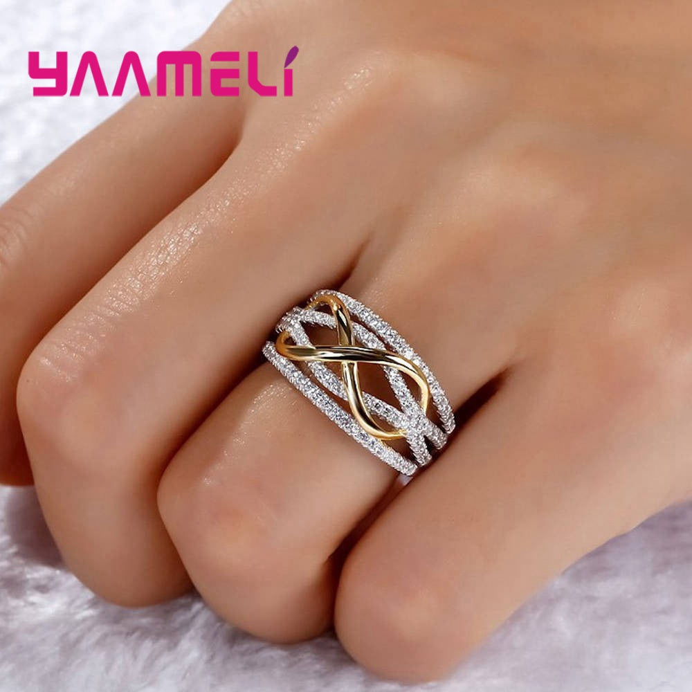 Luxury Solid 925 Sterling Silver Rings for Women Hollow-out Number 8 Infinity Love Jewelry Valentine's Day Gift Big Promotion