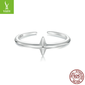 Yinziyun new minimalist plain silver cross opening ring, fashionable and versatile, three-dimensional s925 pure silver ring