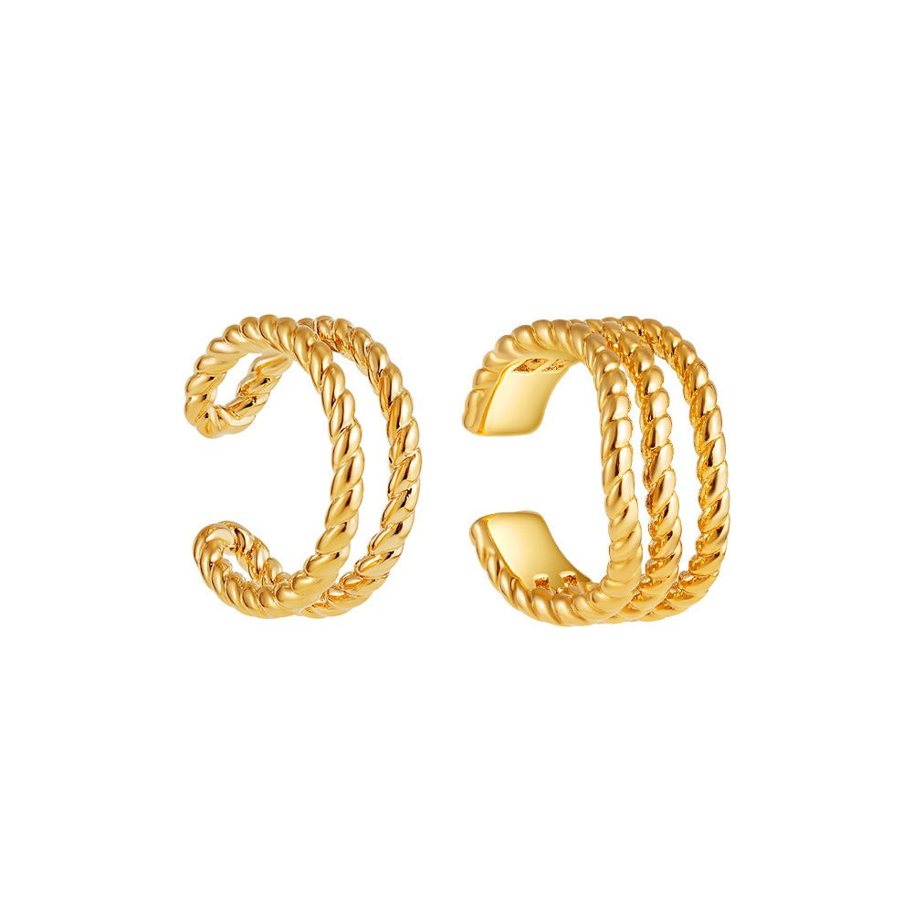 Threaded Fried Dough Twists multilayer ear bone clip earrings simple and versatile ear clips without ear holes