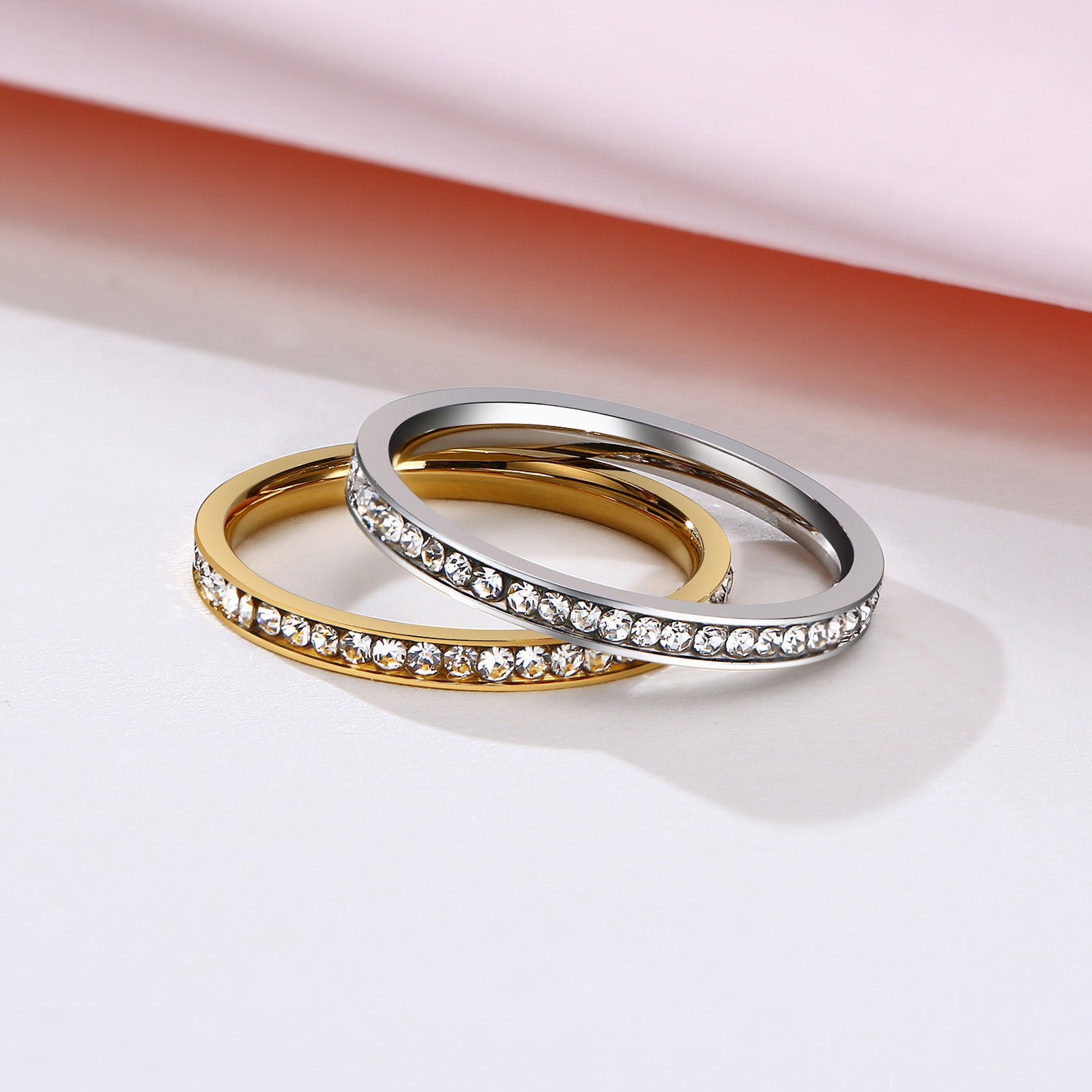 Japan And South Korea Personalized Simple Style Women's Ring Fine Ins Women's Net Red Set Zircon Stainless Steel Ring