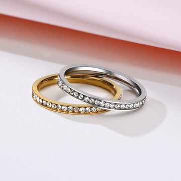 Japan And South Korea Personalized Simple Style Women's Ring Fine Ins Women's Net Red Set Zircon Stainless Steel Ring