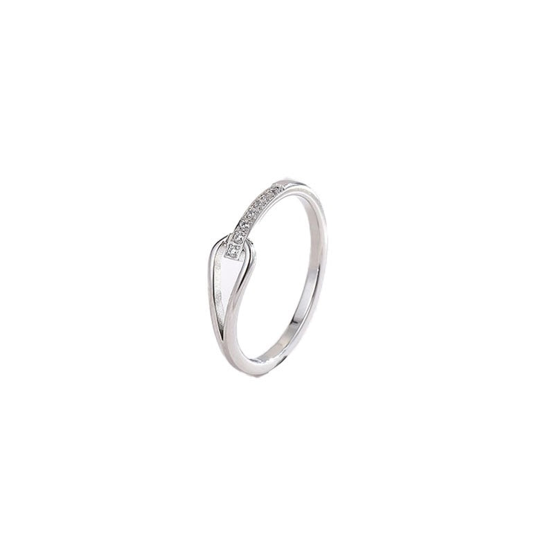 Approximately long diamond hollow titanium steel ring, female niche design, light luxury, fashionable and personalized ring