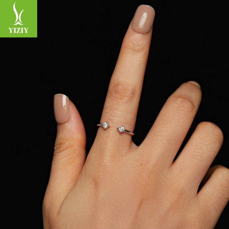 Silver Charm New Simple and Exquisite Moissanite Open Ring Fashionable and Versatile Stackable s925 Pure Silver Ring