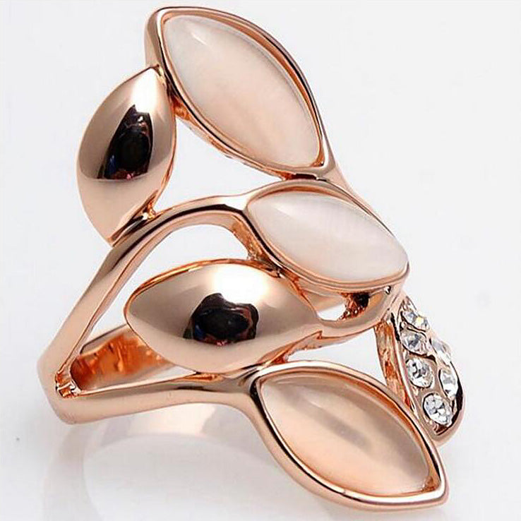 Angel Girl Rose Gold Color Ring Shining Opals Rings For Women Trendy Engagement Wedding Jewelry Anillos