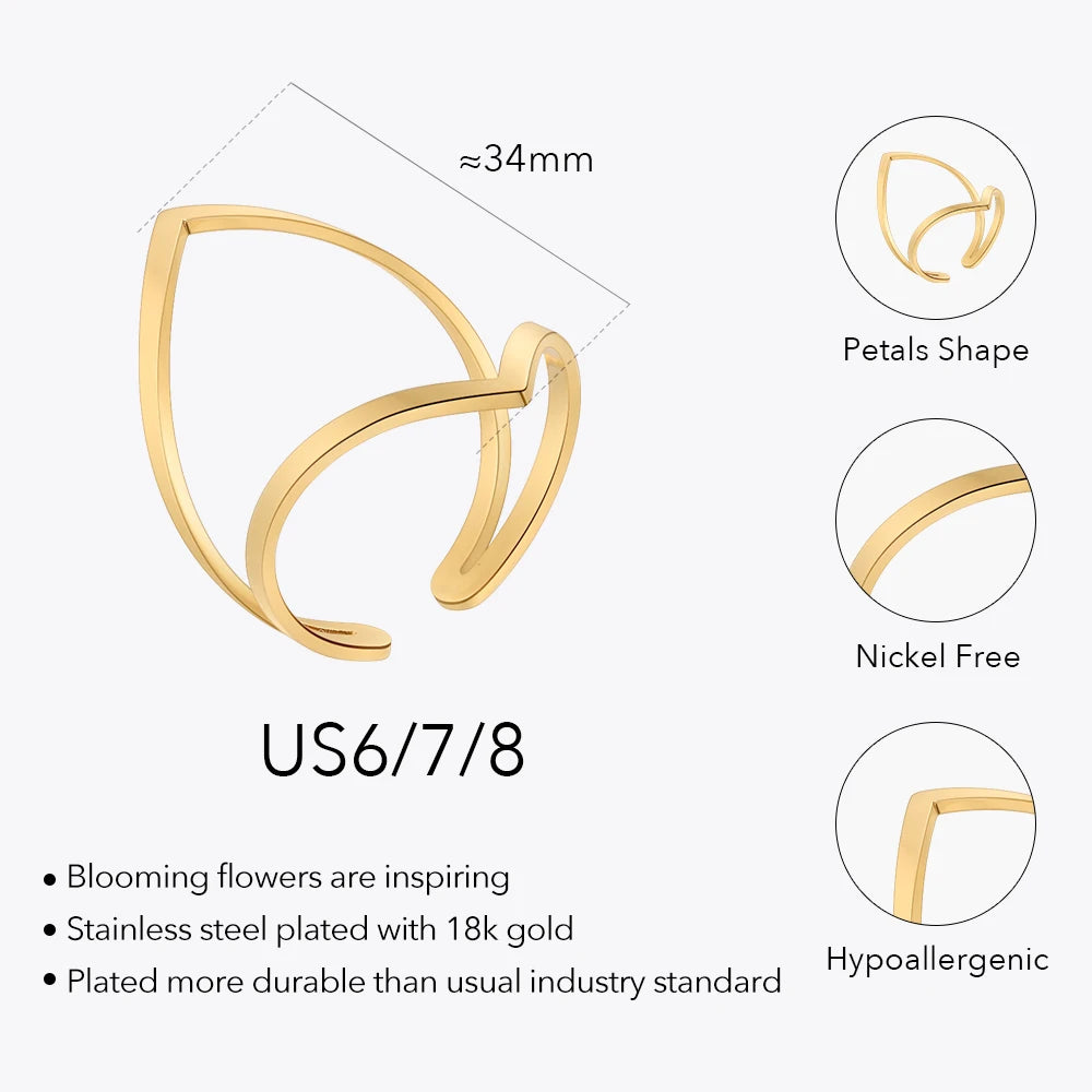 Double Sided Ring For Women  Gold Color Stainless Stee Fashion Jewelry Rings Cocktail