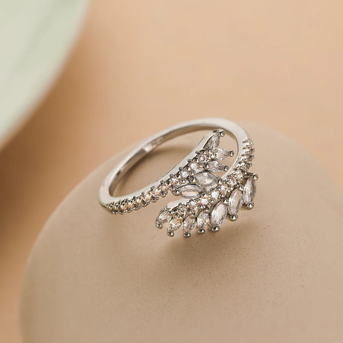 European and American wheat ear geometric opening ring, female niche high-end versatile ring, new