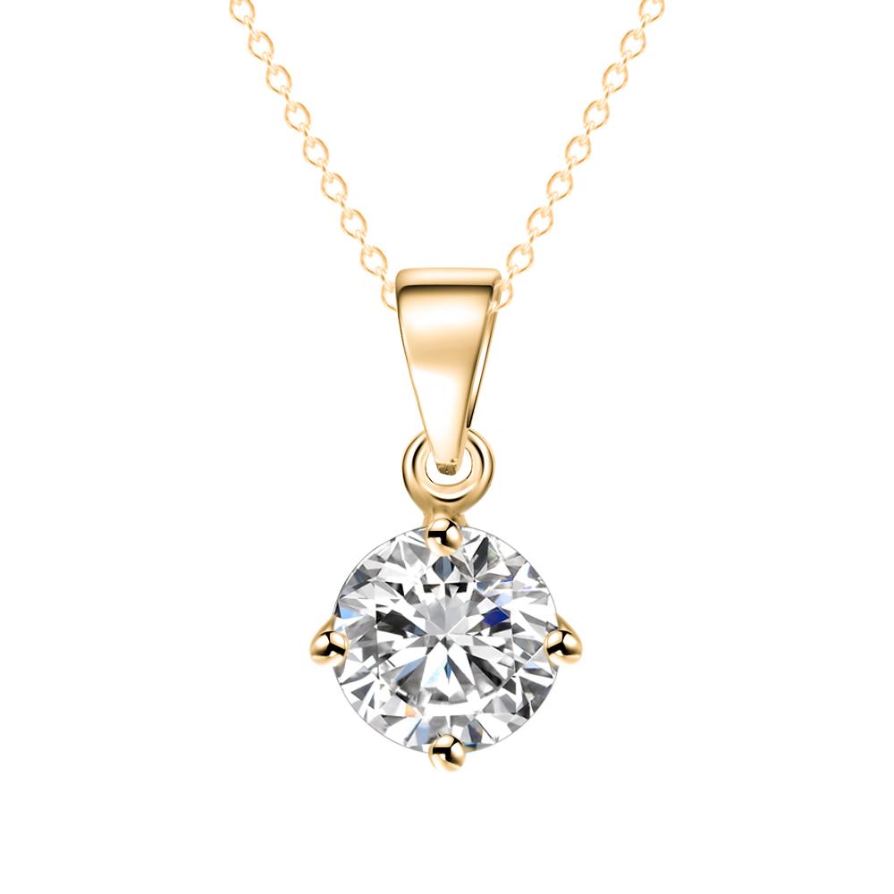 Single Dimond Gold Chain Pendant Necklace