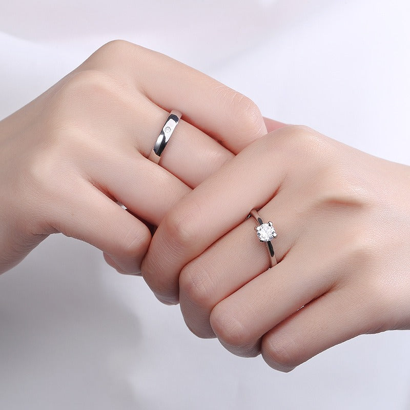 S925 Silver 520 Wedding Couple Ring Men And Women Open Ring Tanabata Anniversary Gift