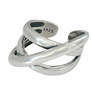 925 Sterling Silver Handmade Mutil-layer Twine Thai Silver Ring One Size Ring For Women Gifts S-R620