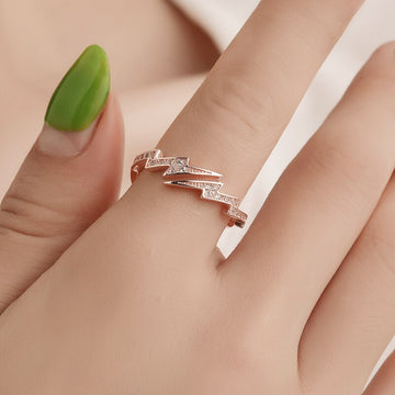 Punk Hip Hop Lightning Opening Ring For Women Fashion Rose GoldRing Accessories Creative Ladies Party Jewelry