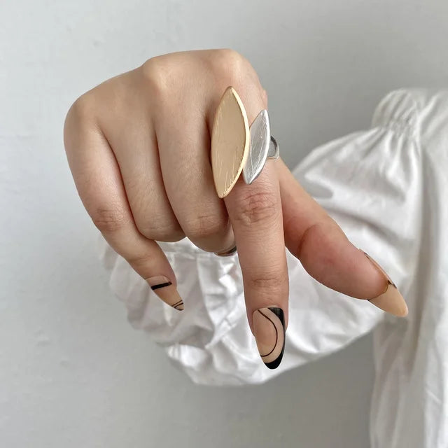 Fashion Elastic Rope Adjustable Rings for Women Men Irregular Geometric Matte Chunky Gold Color Finger Ring Charm Jewelry