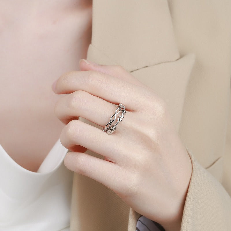 Spiritual Circle Ring Rotatable Ring Fashion Cross Multi-Layer Anti-Crush Anxiety Ring Opening Ring