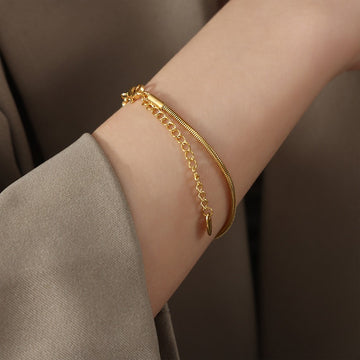 Fashionable and versatile, niche design, titanium steel gold-plated bracelet, simple and light luxury jewelry for women