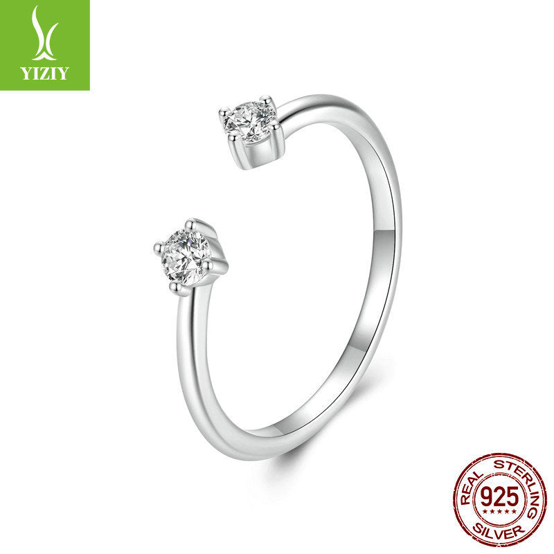 Silver Charm New Simple and Exquisite Moissanite Open Ring Fashionable and Versatile Stackable s925 Pure Silver Ring