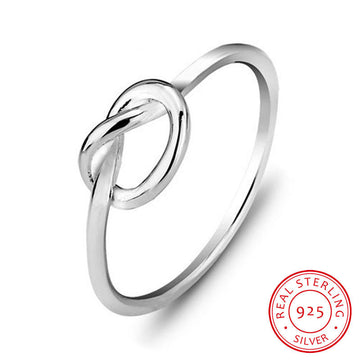 Genuine 925 Sterling Silver Best Gifts For Girl Women Jewelry Bands Knot Ring