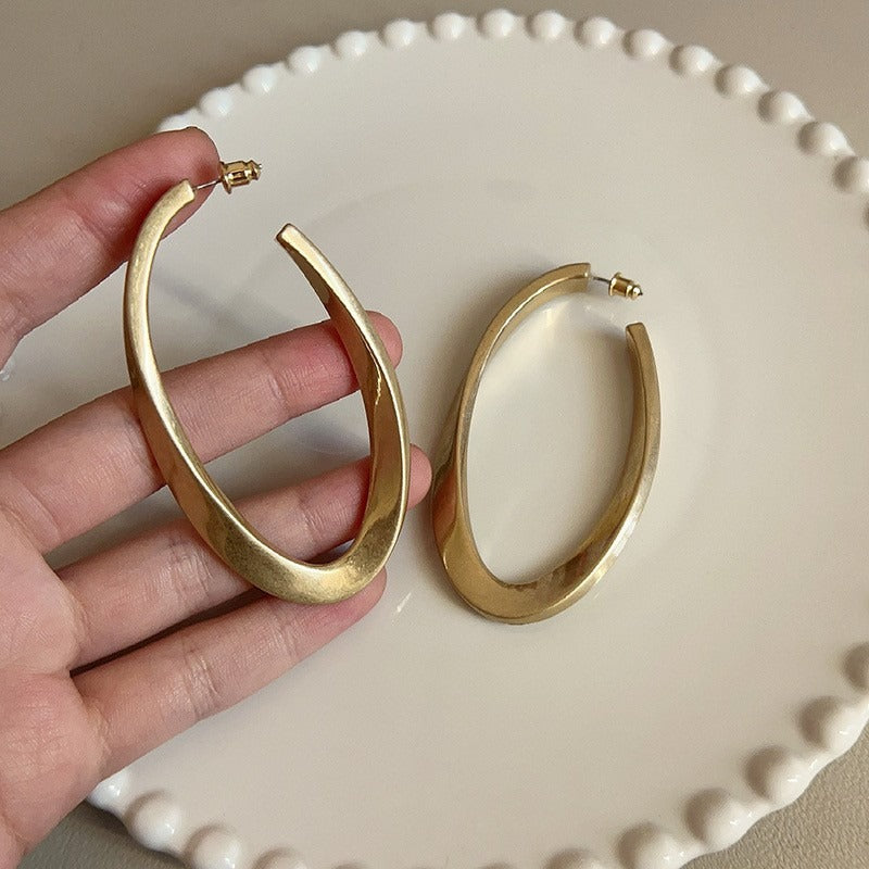 European and American retro exaggerated geometric oval large circle earrings