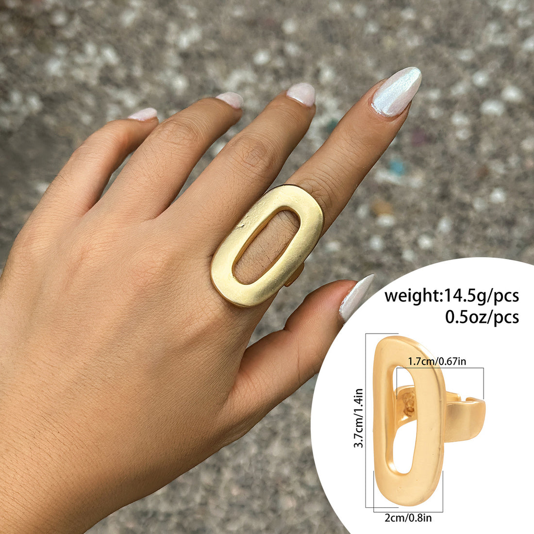 Chunky Gold Color Rings for Women Men Elastic Rope Connection Irregular Geometric Hollow Matte Fashion Trend New Jewelry