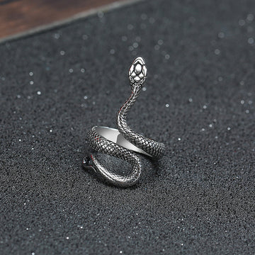 Stainless Steel Snake Ring Steel Color Men's Personality Foreign Trade Fashion Metal Accessories Index Finger Ring