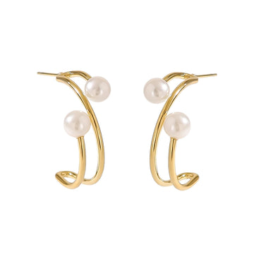 Pearl shaped irregular C-shaped earrings