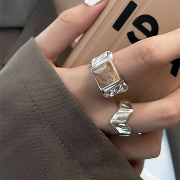 French Retro Irregular Metal Open Ring Female Korean Personality Simple And Versatile Temperament Fashion Ring