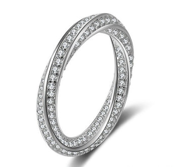 Fashion inlaid full diamond zircon 925 silver ring