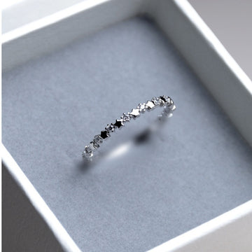 Cute Super Thin Silver Color CZ Zircon Star Rings Wedding Engagement Party Gifts for Women Lady Girl Lover's Rings Jewelry Gift