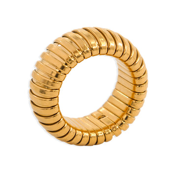 High Quality Waterproof Stainless Steel Spiral Rings For Men's Round Elastic Gold-Plated Party Chunky Ring Jewelry Accessories