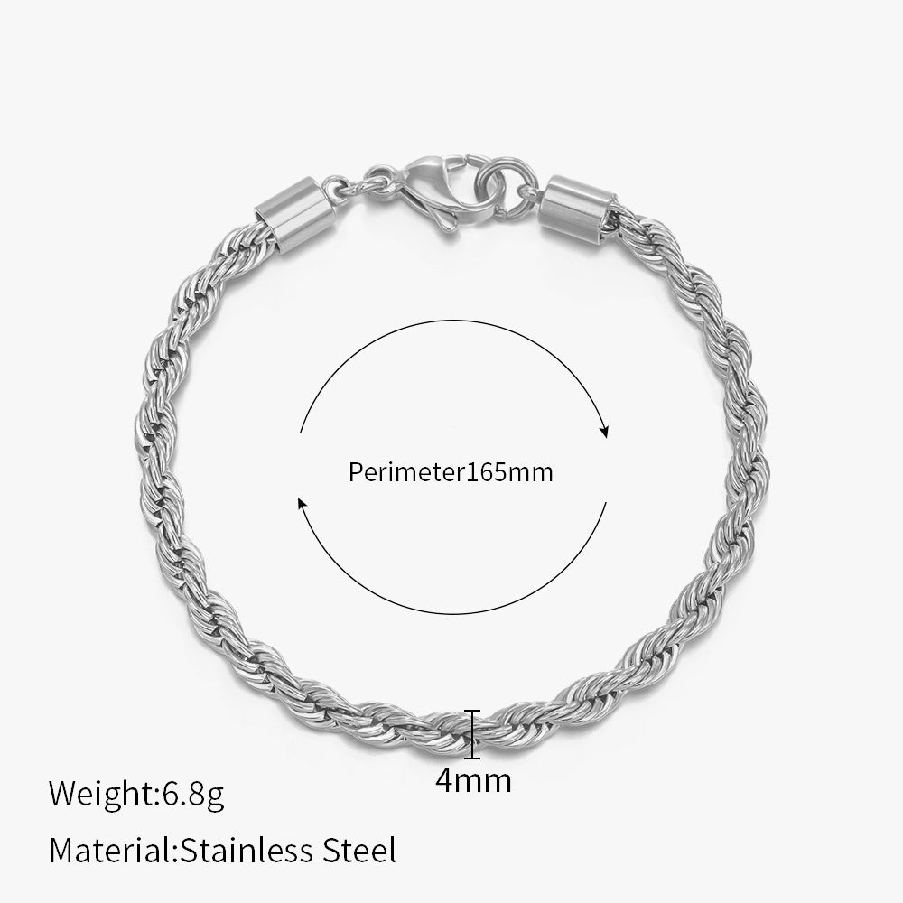 Simple Style Twist 304 Stainless Steel Stainless Steel Bracelets In Bulk