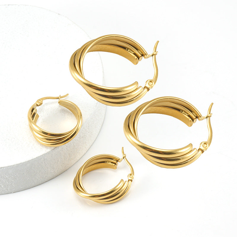 Fashion Geometric Plating 304 Stainless Steel 18K Gold Plated Stainless Steel Earrings