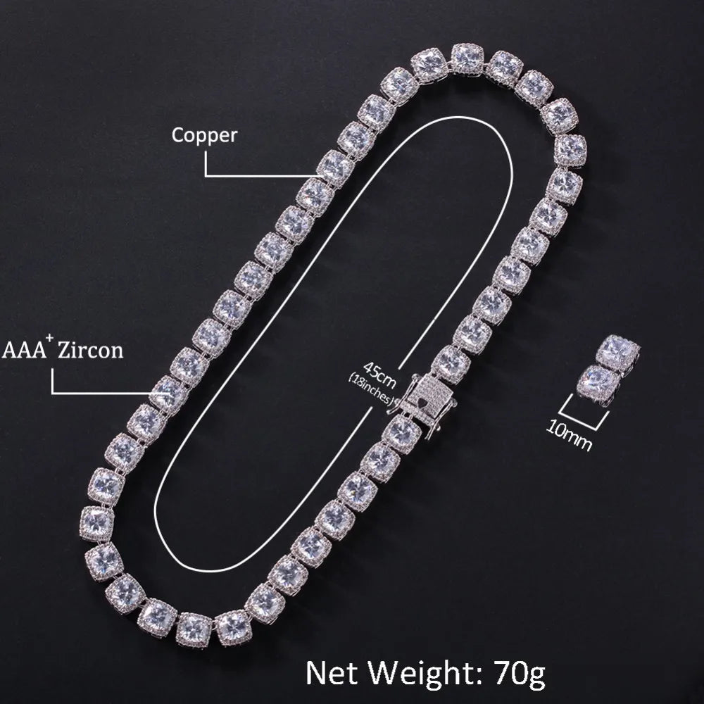 Square Cubic Zirconia Tennis Chain Necklace