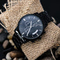 Black Chronograph Watch with Custom Text Engraving