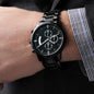 Black Chronograph Watch with Custom Text Engraving