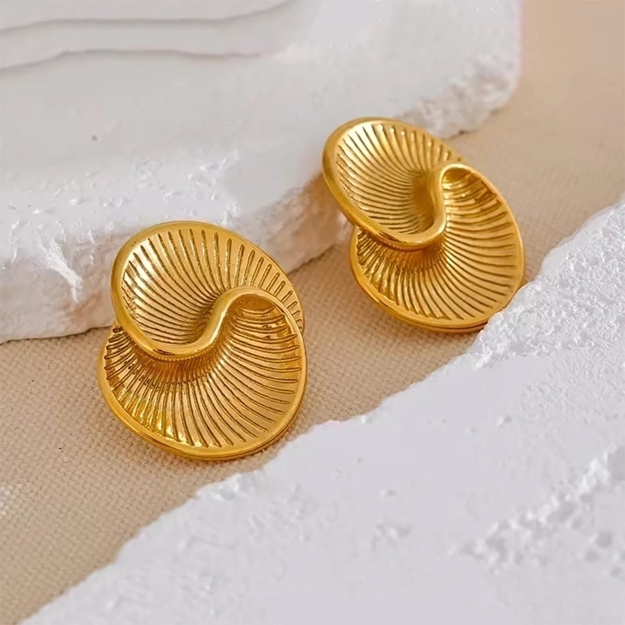 1 Pair Casual Classic Style Solid Color Spiral 304 Stainless Steel 18K Gold Plated Ear Studs