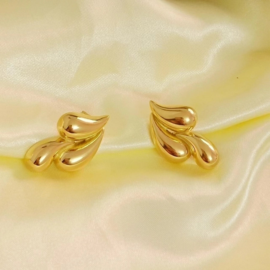 1 Pair Simple Style Water Droplets Plating 304 Stainless Steel 18K Gold Plated Ear Studs